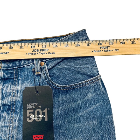 Levi’s Premium 501 High Rise Straight Leg Medium Wash Frayed / Distressed Jeans - Picture 8 of 14